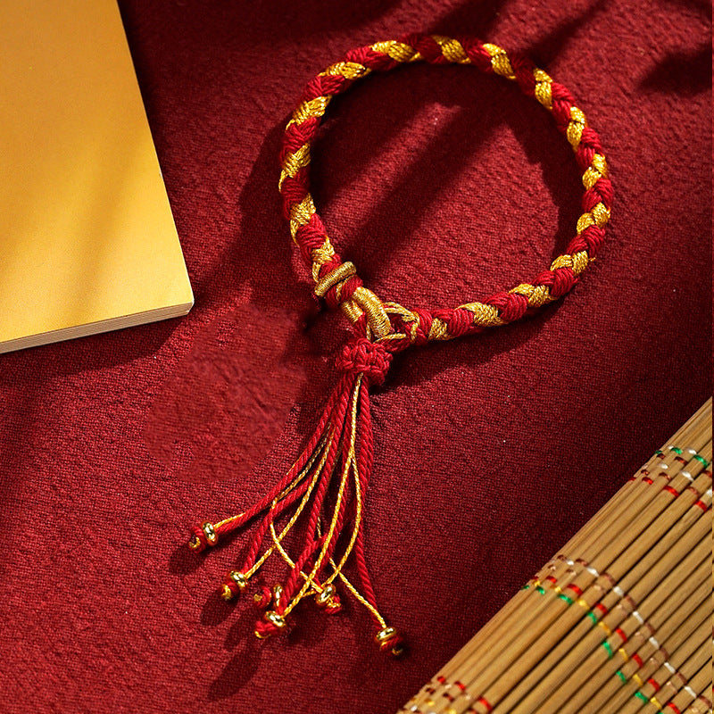Nimara Ritual Handmade Tibetan Five God Of Wealth Dragon Scale Rope Luck Braid Bracelet