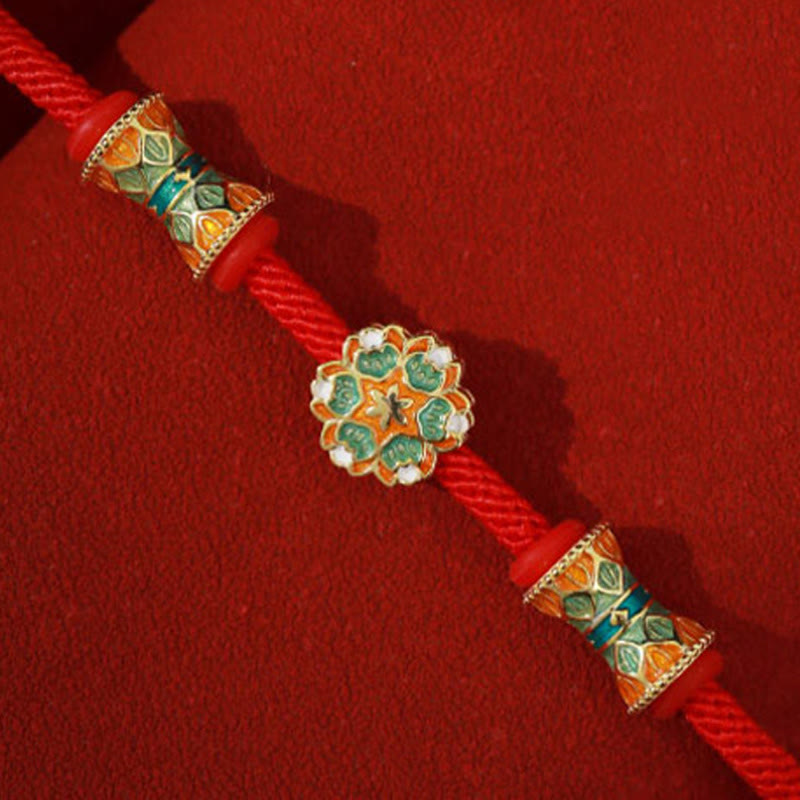 Nimara Ritual Dunhuang 925 Sterling Silver Lotus Drum New Beginning Red Rope Bracelet