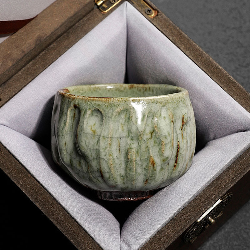 Nimara Ritual Handcrafted Simple Cracked Ice Texture Chinese Jianzhan Ceramic Teacup Kung Fu Tea Cup