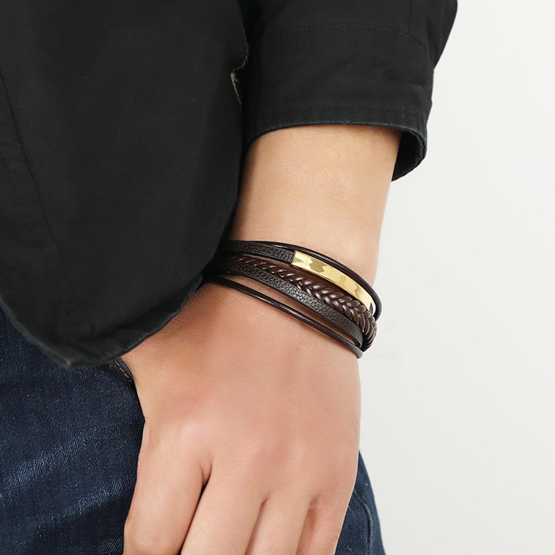 Nimara Ritual Simple Design Titanium Steel Leather Luck Bracelet