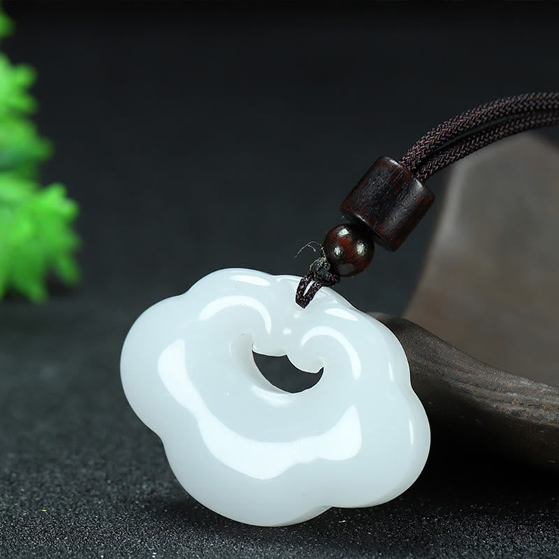 Nimara Ritual Tianshan Jade Golden Silk Jade Chinese Lock Charm Abundance Necklace Pendant