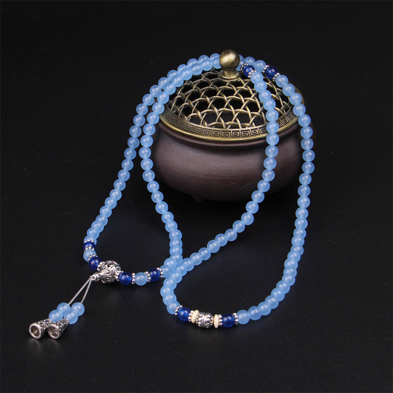 Nimara Ritual 108 Beads Blue Crystal Healing Bracelet Mala