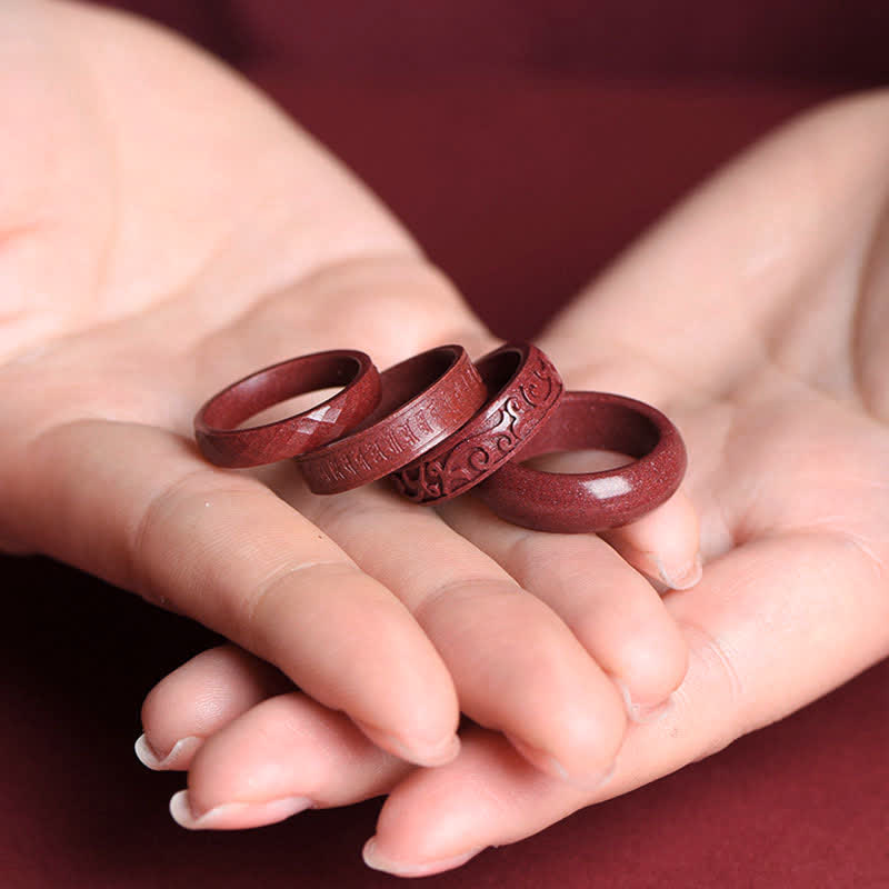 Nimara Ritual Cinnabar Om Mani Padme Hum Auspicious Clouds Blessing Ring