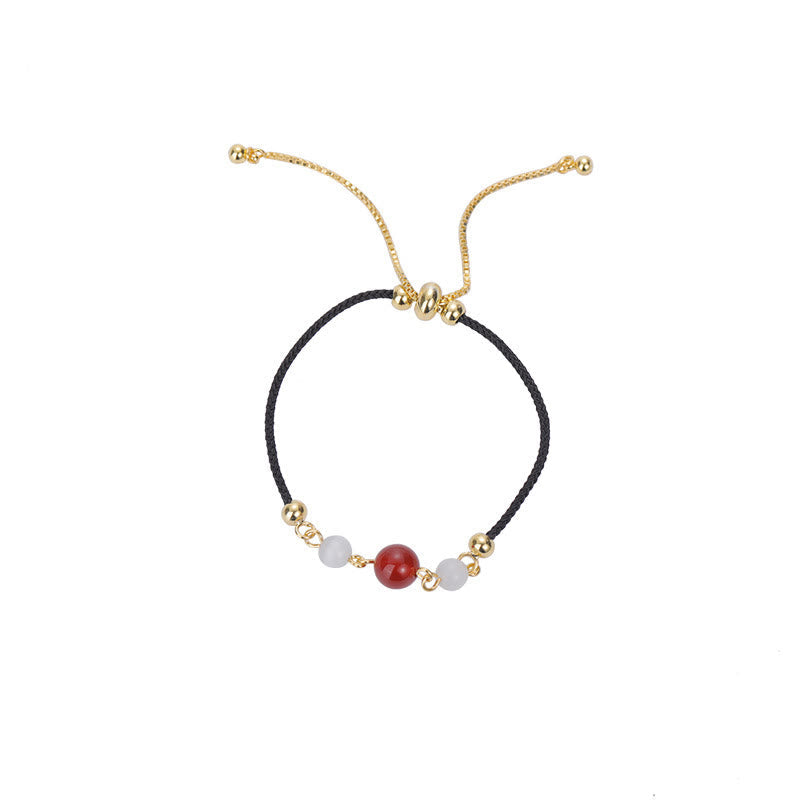 Nimara Ritual Red Agate Cat Eye Braided String Confidence Bracelet