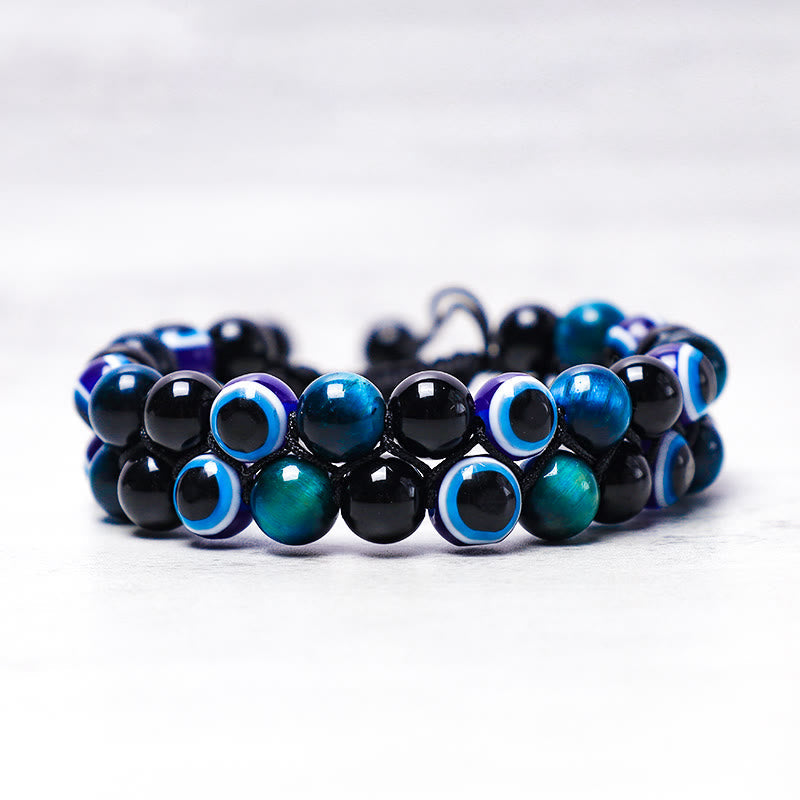 Nimara Ritual Evil Eye Hematite Tiger Eye Protection Beaded Bracelet