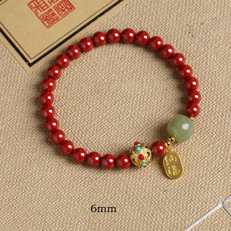 Nimara Ritual Cinnabar Green Aventurine Fortune Protection Charm Bracelet