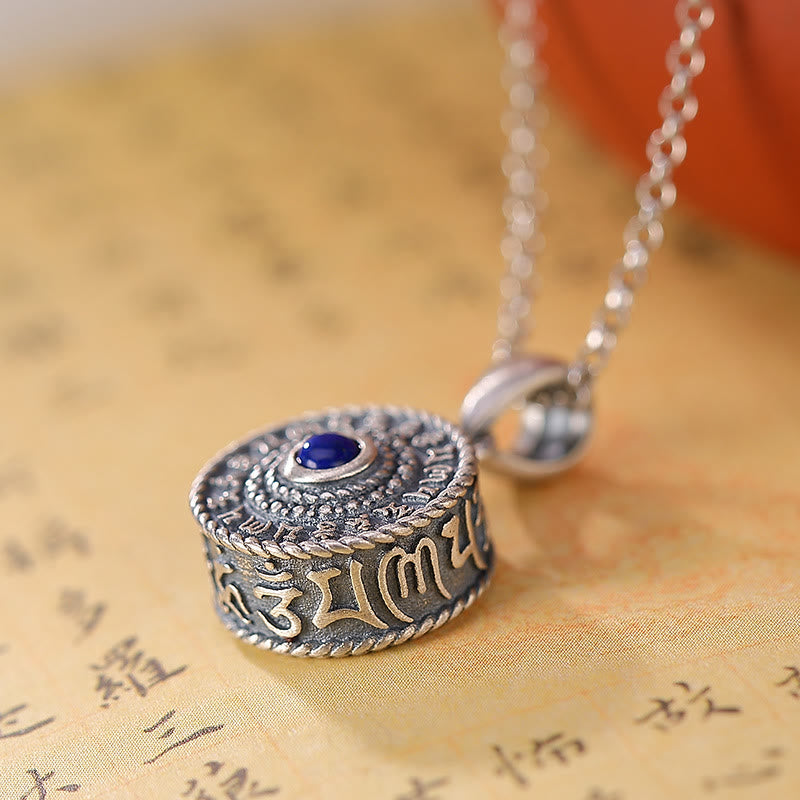 Nimara Ritual 925 Sterling Silver Om Mani Padme Hum Lazurite Love Peace Necklace Pendant