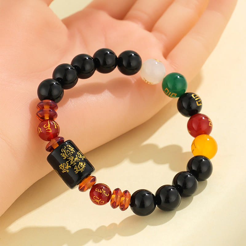 Nimara Ritual Five Elements Black Onyx Red Agate Wisdom Wealth Bracelet