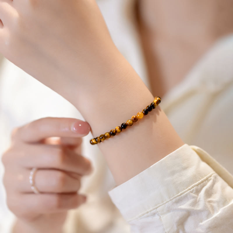 Nimara Ritual 14K Gold Plated Natural Tiger Eye Stone Courage Protection Bracelet