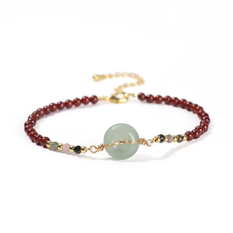 Nimara Ritual Natural Garnet Peace Buckle Bead Calm Bracelet