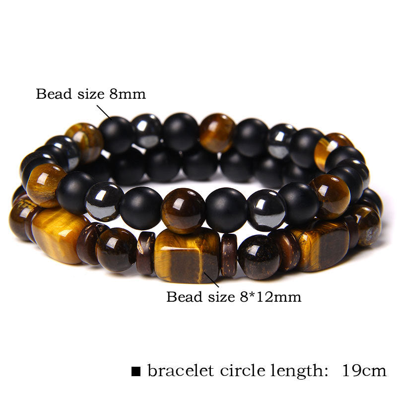 Nimara Ritual Tiger Eye Frosted Stone Hematite Courage Bracelet