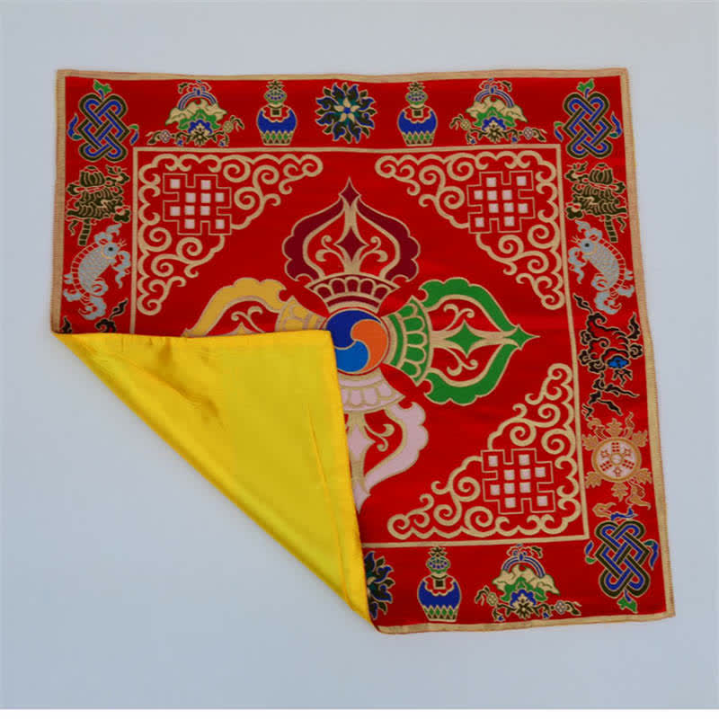 Nimara Ritual Flower Endless Knot Prayer Altar Mat Healing Meditation 8 Auspicious Symbols Mat Table Runner