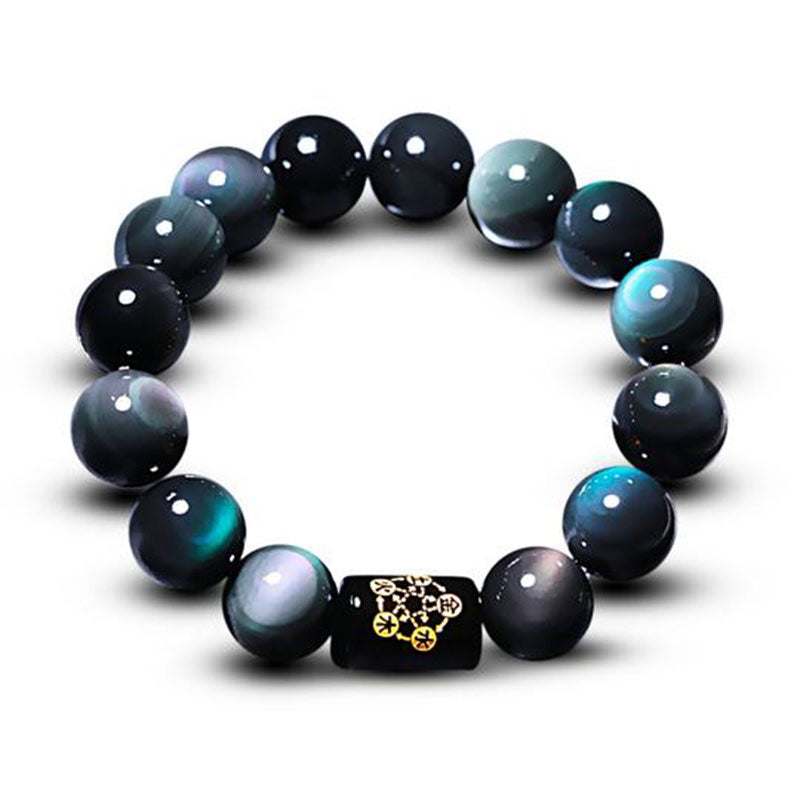 Nimara Ritual "Sending Balance and Protection" Rainbow Obsidian Bracelet Includes Gift Message Card