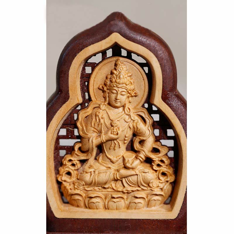Nimara Ritual Vajrasattva Buddha Wood Engraved Compassion Statue Figurine Decoration