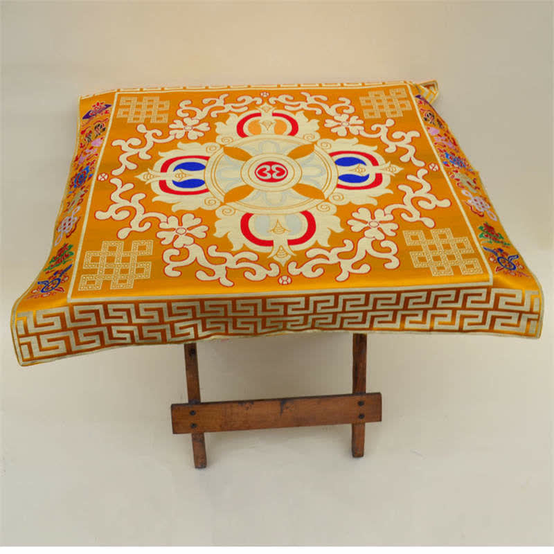 Nimara Ritual Flower Endless Knot Prayer Altar Mat Healing Meditation 8 Auspicious Symbols Mat Table Runner