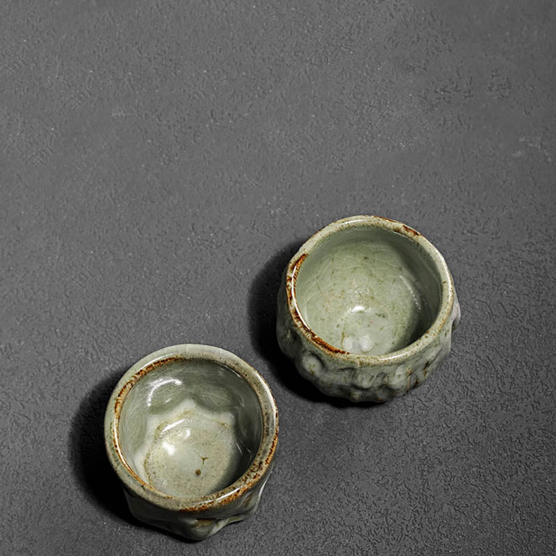 Nimara Ritual Handcrafted Simple Cracked Ice Texture Chinese Jianzhan Ceramic Teacup Kung Fu Tea Cup