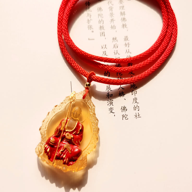 Nimara Ritual Ksitigarbha Buddha Liuli Crystal Compassion Amulet Necklace Pendant