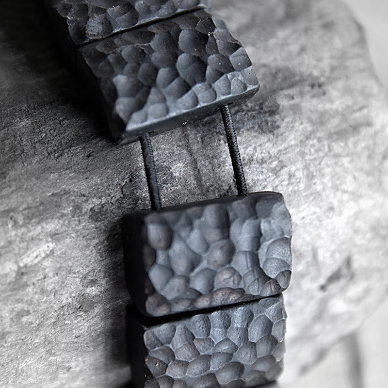 Nimara Ritual Vintage Ebony Wood Texture Peace Couple Bracelet