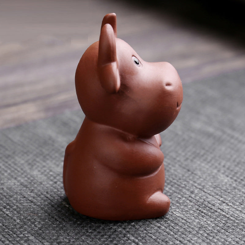 Nimara Ritual Chinese Zodiac Purple Clay Wealth Ceramic Tea Pet Home Figurine Decoration