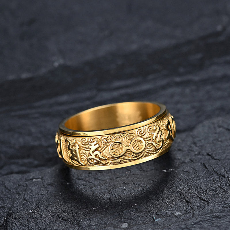 Nimara Ritual Om Mani Padme Hum Balance Calm Titanium Steel Ring