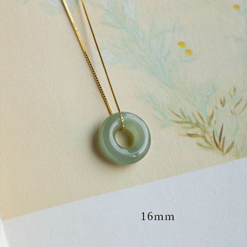 Nimara Ritual Natural Round Jade Peace Buckle Luck Abundance Necklace Pendant