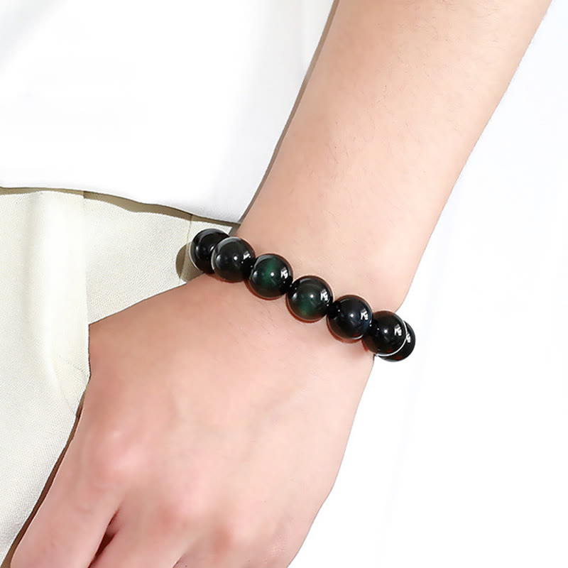 Nimara Ritual Natural Green Eye Obsidian Wealth Bracelet