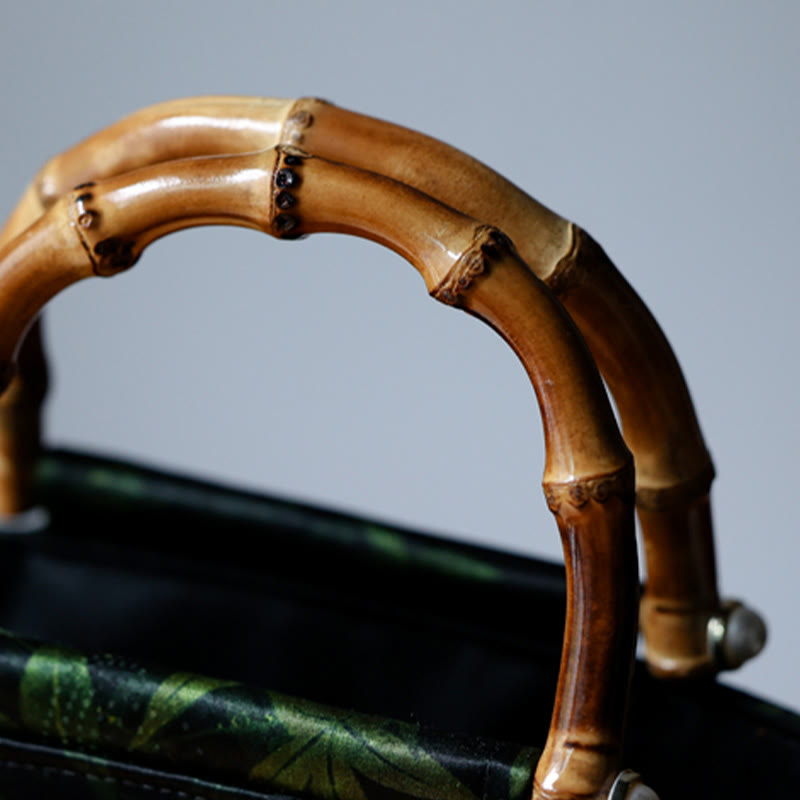 Nimara Ritual Bamboo Leaves Butterfly Koi Fish Bamboo Handles Handbag