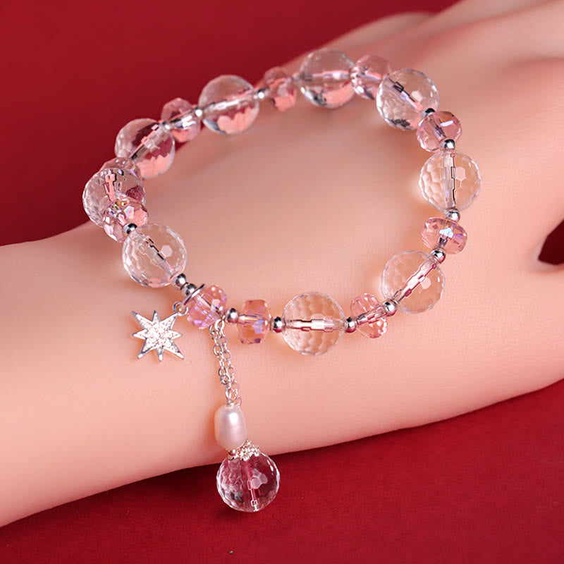 Nimara Ritual White Crystal Pink Crystal Protection Star Charm Bracelet