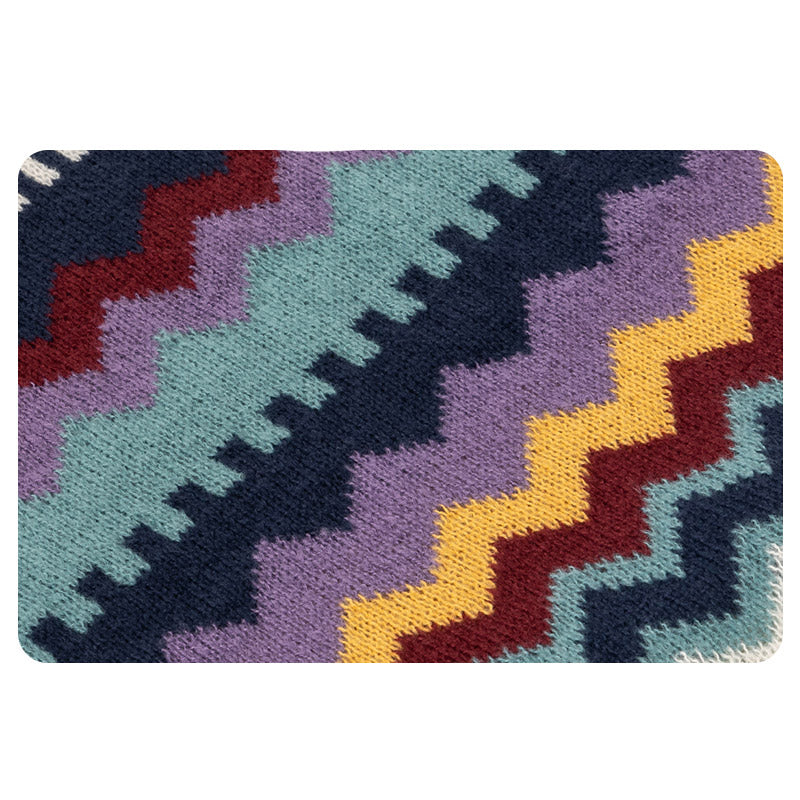 Nimara Ritual Tibetan Shawl Colorful Striped Wavy Line Tassels Winter Cozy Travel Scarf Wrap