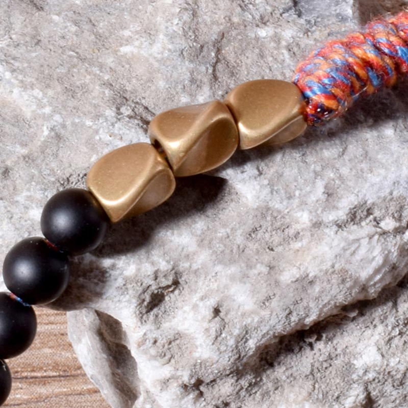 Nimara Ritual Handmade Tibetan Black Onyx Tassel Bracelet