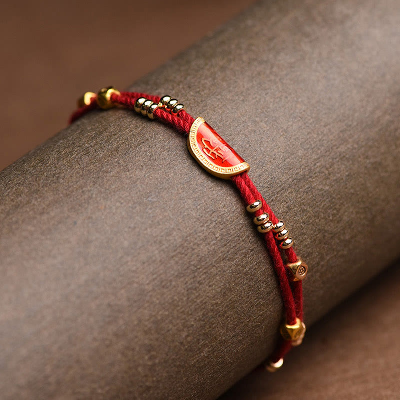 Nimara Ritual Handmade Cinnabar Dumplings Design Luck Braided Red Rope Bracelet
