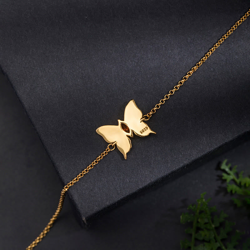 Nimara Ritual 925 Sterling Silver Butterfly Zircon Love Chain Bracelet