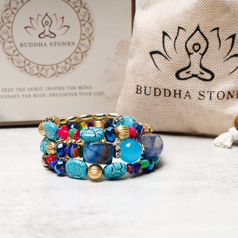 Nimara Ritual Multilayer Irregular Turquoise Agate Beads Blessing Bracelet
