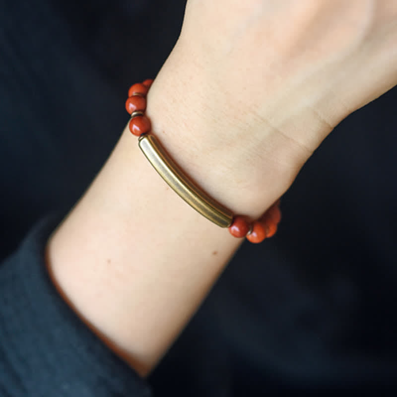 Nimara Ritual Red Jasper Moss Agate Black Obsidian Crystal Copper Peace Couple Bracelet