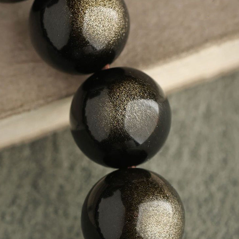 Nimara Ritual Gold Sheen Obsidian Silver Sheen Obsidian Lovely Paw Lucky Cat Protection Bracelet