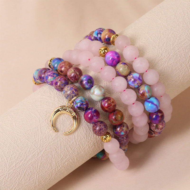 Nimara Ritual 108 Beads Miano Real Pink Crystal Mala Healing Bracelet