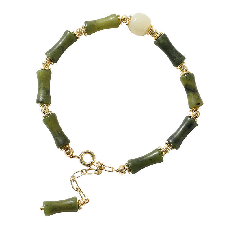 Nimara Ritual Glass Bead Bamboo Luck Strength Chain Bracelet