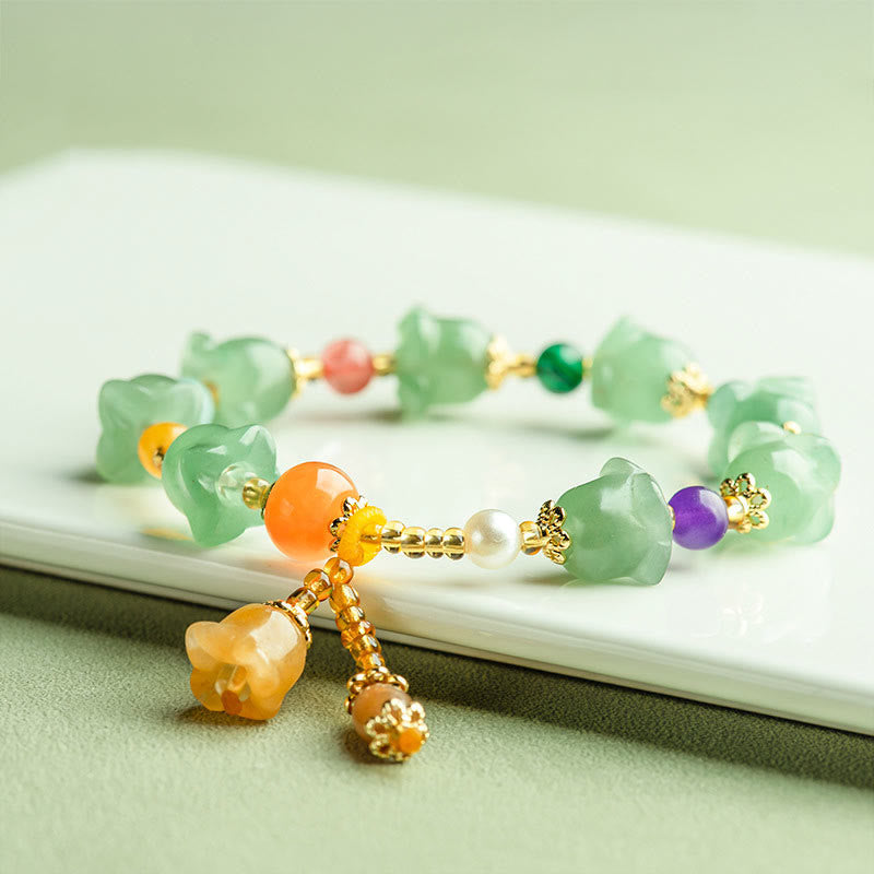 Nimara Ritual Green Aventurine Magnolia Flower Luck Bracelet