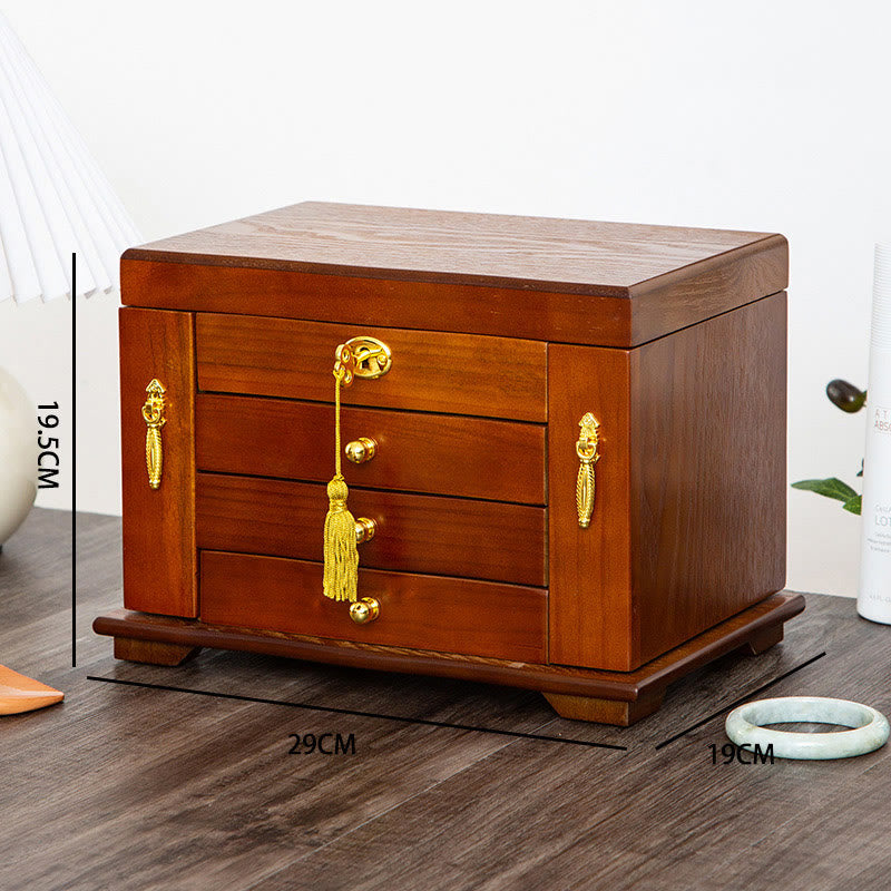 Nimara Ritual Vintage Large Capacity Wooden Jewelry Box Jewelry Storage Box With Mirror