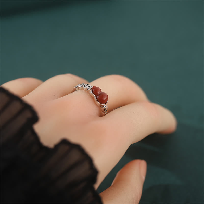 Nimara Ritual 925 Sterling Silver Red Agate Gourd Copper Coin Self-acceptance Ring