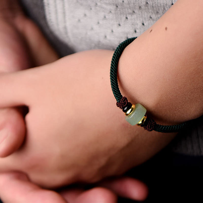 Nimara Ritual Tibetan Green Aventurine Luck Braid String Bracelet
