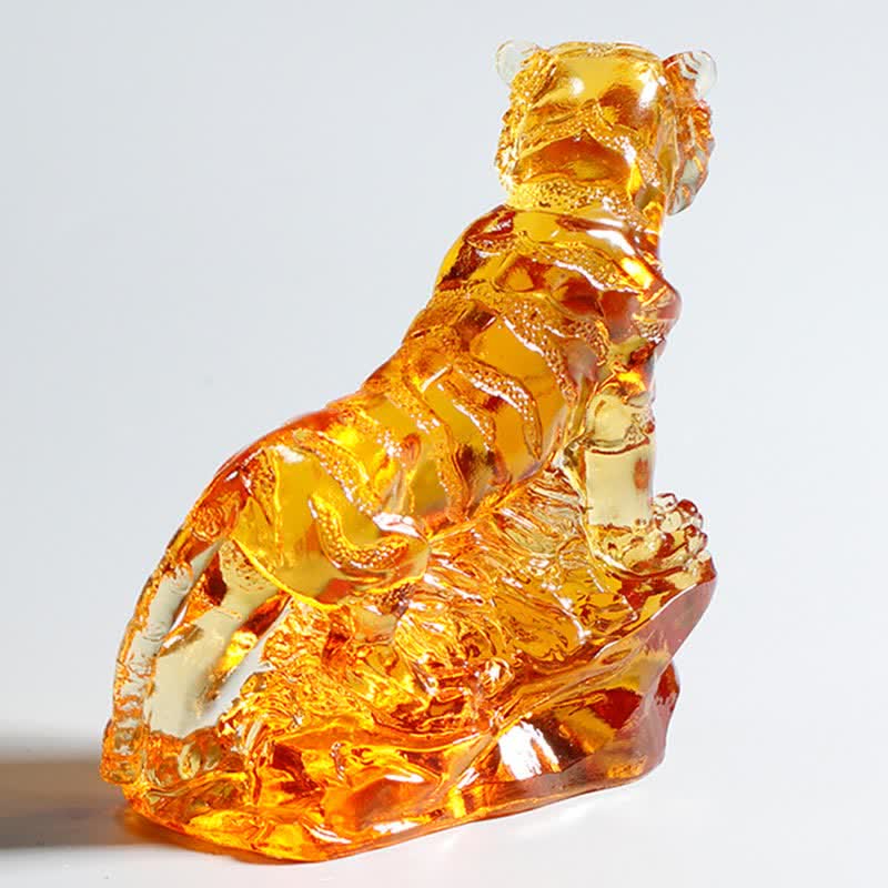 Nimara Ritual Handmade Liuli Crystal Tiger Art Piece Protection Home Decoration