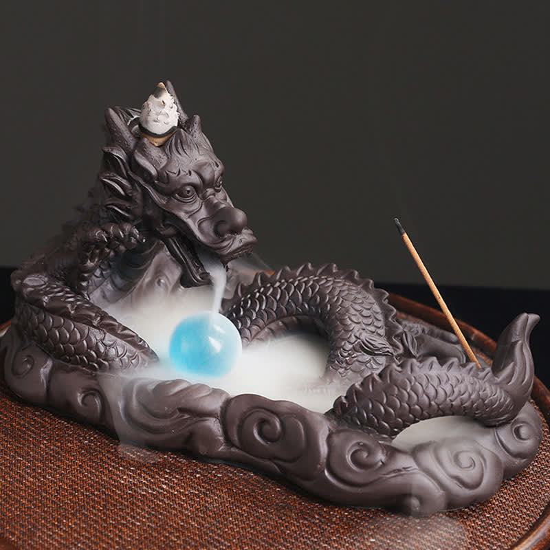 Nimara Ritual Dragon Playing Ball Flower Protection Incense Burner Decoration