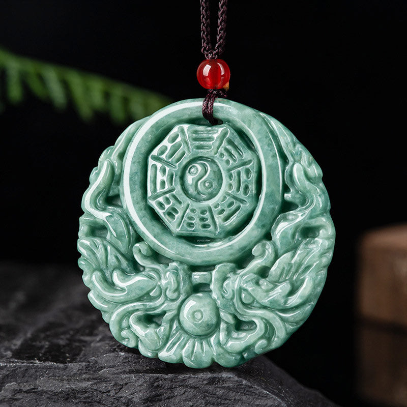 Nimara Ritual Dragon Jade Yin Yang Balance Necklace String Pendant