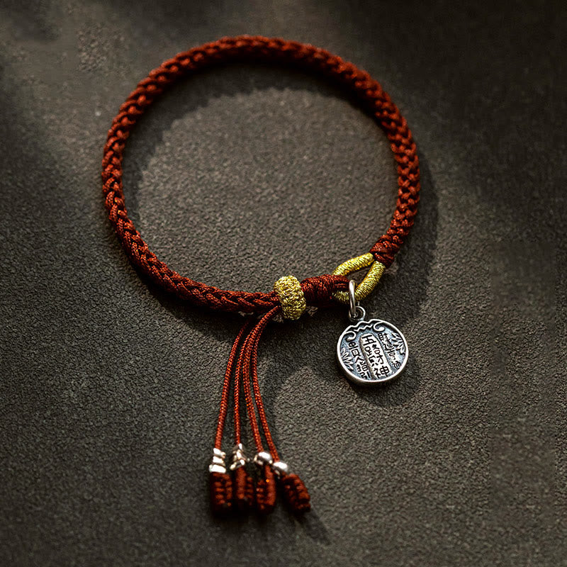 Nimara Ritual Handmade 925 Sterling Silver Five Directions Gods of Wealth Luck Protection String Braid Bracelet