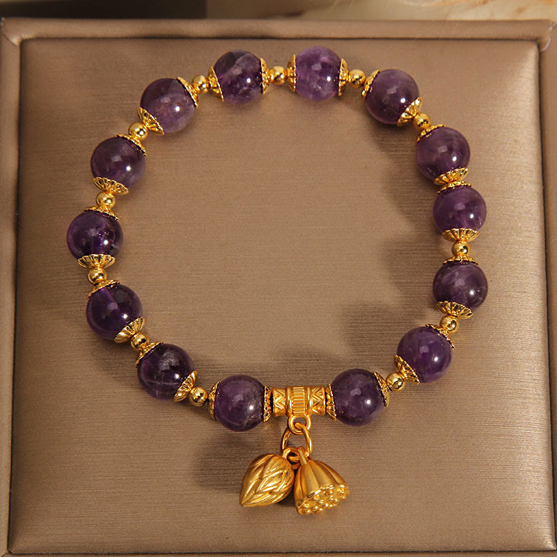 Nimara Ritual Natural Amethyst Lotus Healing Spiritual Bracelet