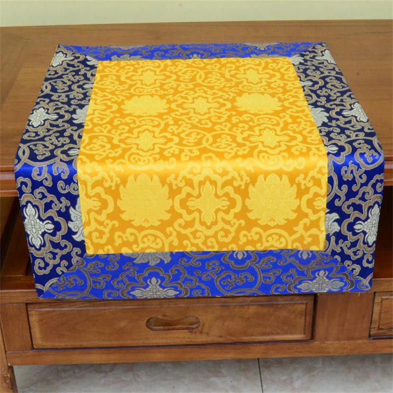 Nimara Ritual Brocade Prayer Altar Flower Vajra Dragon Pattern Auspicious Symbols Table Runner