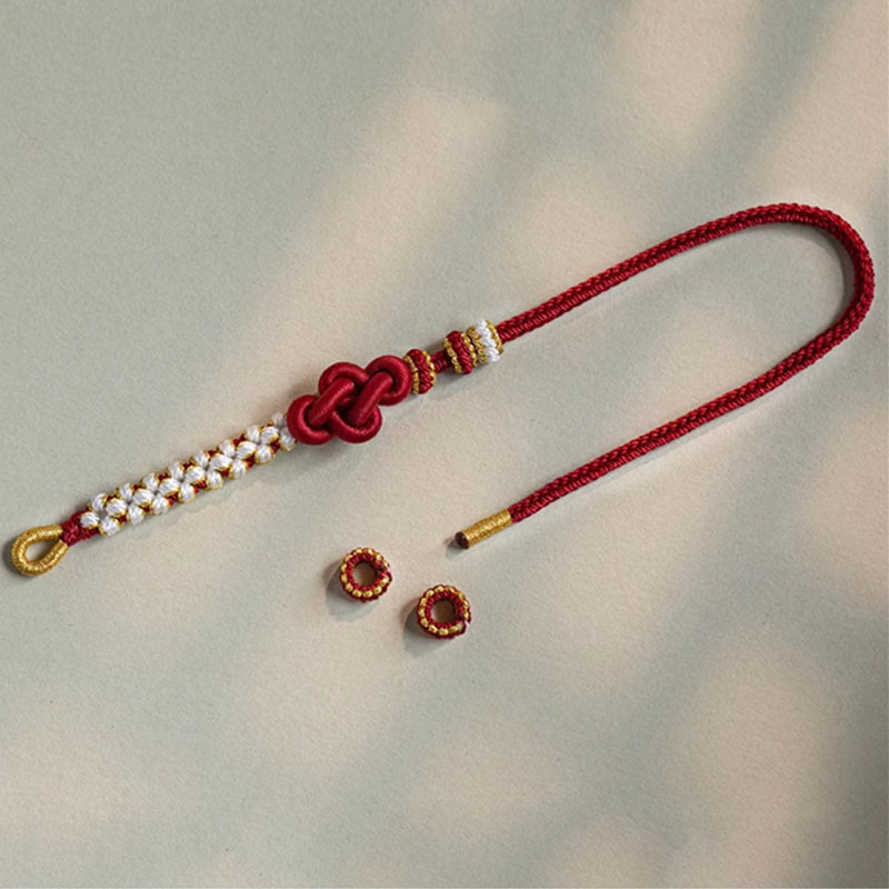 Nimara Ritual Handmade True Love Knot Peach Blossom Charm Luck Rope Bracelet
