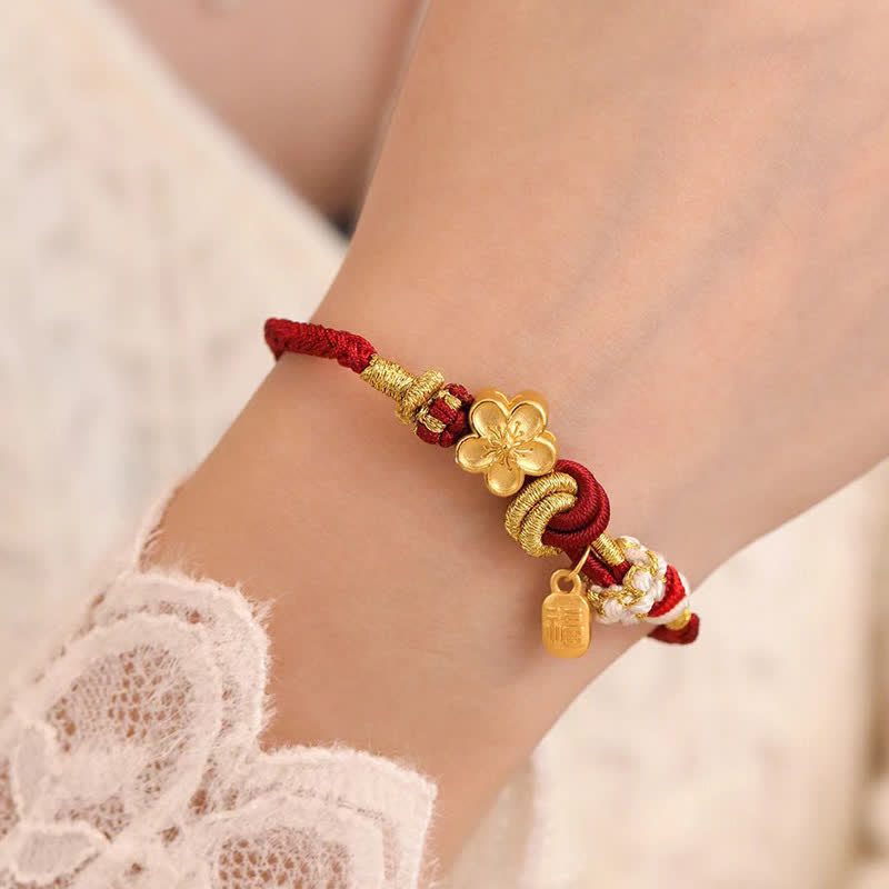 Nimara Ritual Peach Blossom Happiness Charm Luck Red String Bracelet