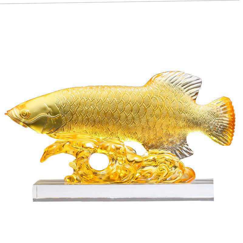 Nimara Ritual Handmade Liuli Crystal Koi Fish Art Piece Luck Home Office Decoration